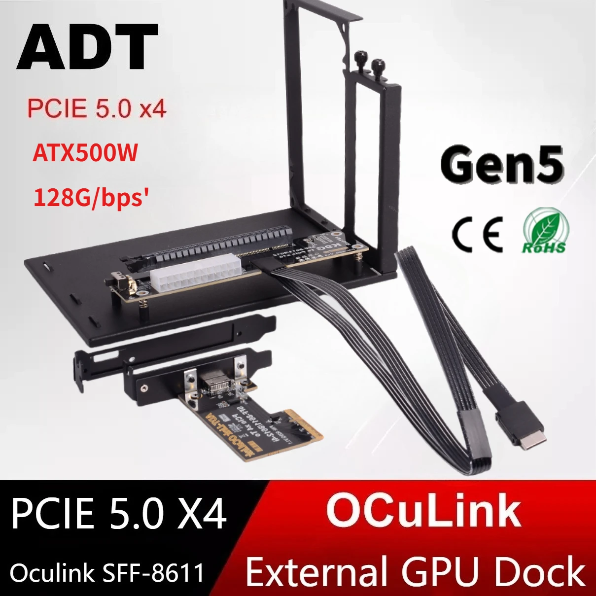 

Док-станция PCIe 5.0 x4 OCuLink для внешней видеокарты eGPU 128 Гбит/с для ноутбуков, игровой комплект ATX с поддержкой M.2/PCIE X16