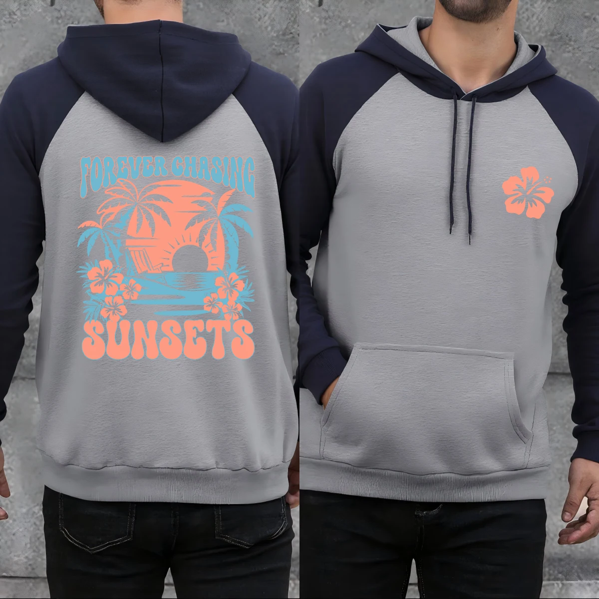 إلى الأبد مطاردة غروب الشمس الشاطئ الرجال راجلان هوديي الخريف أزياء الملابس فضفاضة الصوف خمر البلوز للجنسين بسيط كم طويل