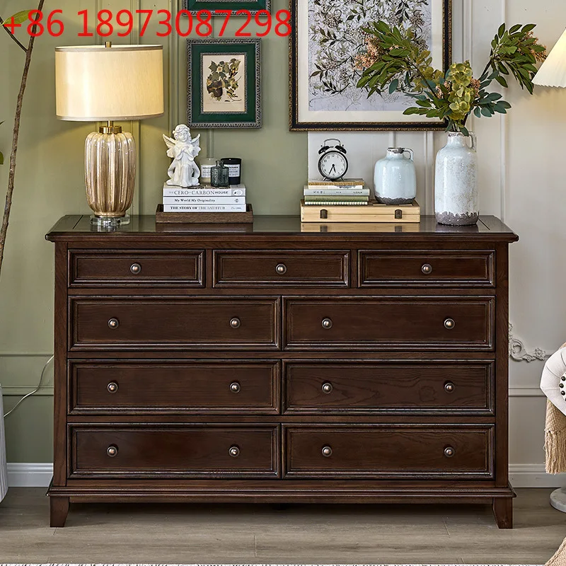 

Solid wood retro nine-chest cabinet medieval bedroom household Japanese-style living room drawer storage cabinet