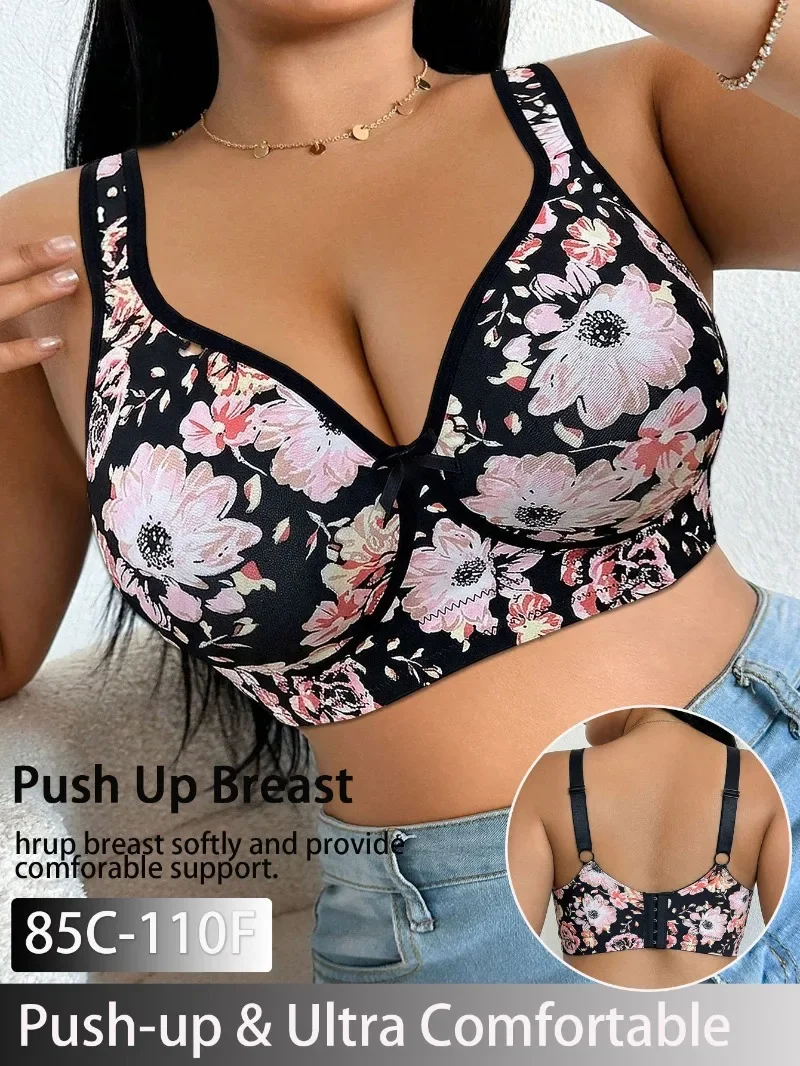 Soutien-gorge en dentelle pour femmes rondes, effet push-up, minimiseur, couvrance totale, armatures, lissage du dos, maintien anti-affaissement, lingerie élégante 85C 110F