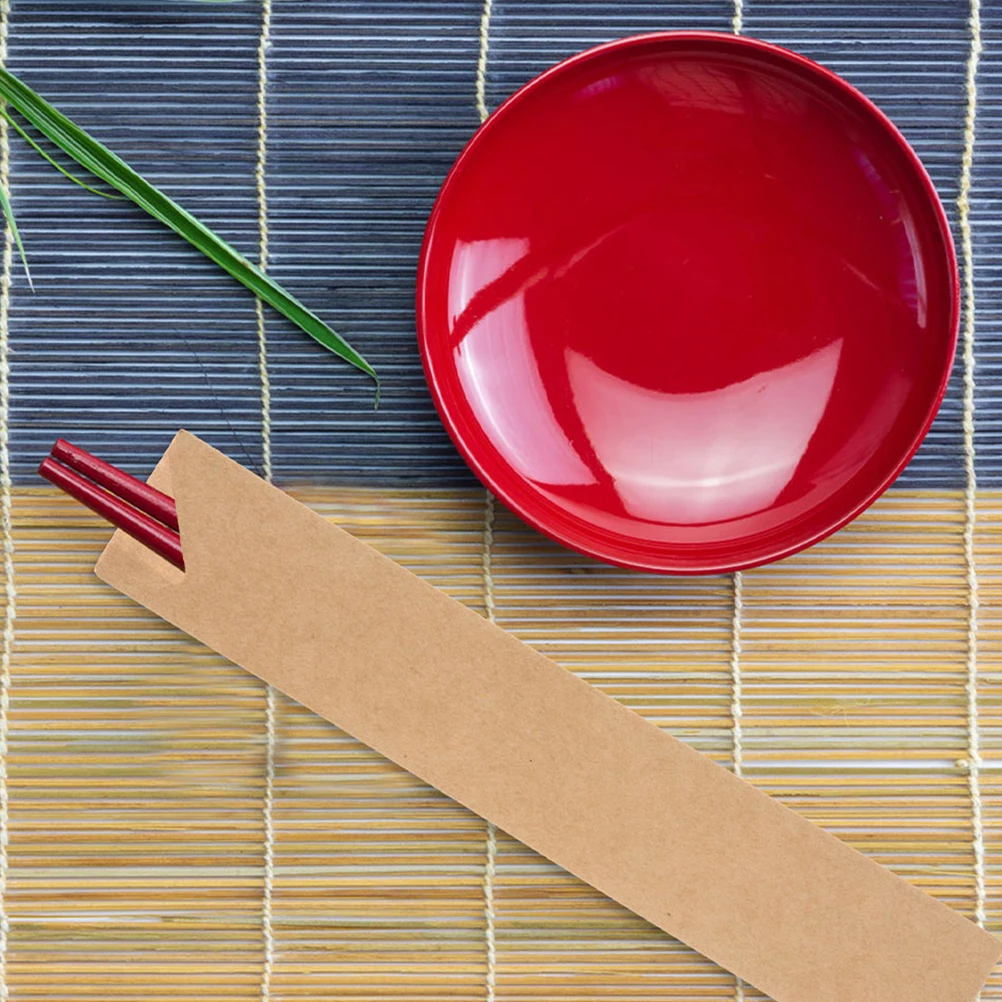 

50pcs Disposable Kraft Paper Chopsticks Bags Storage Sleeve for Restaurant Home Picnic Camping Portable Easy Take Out