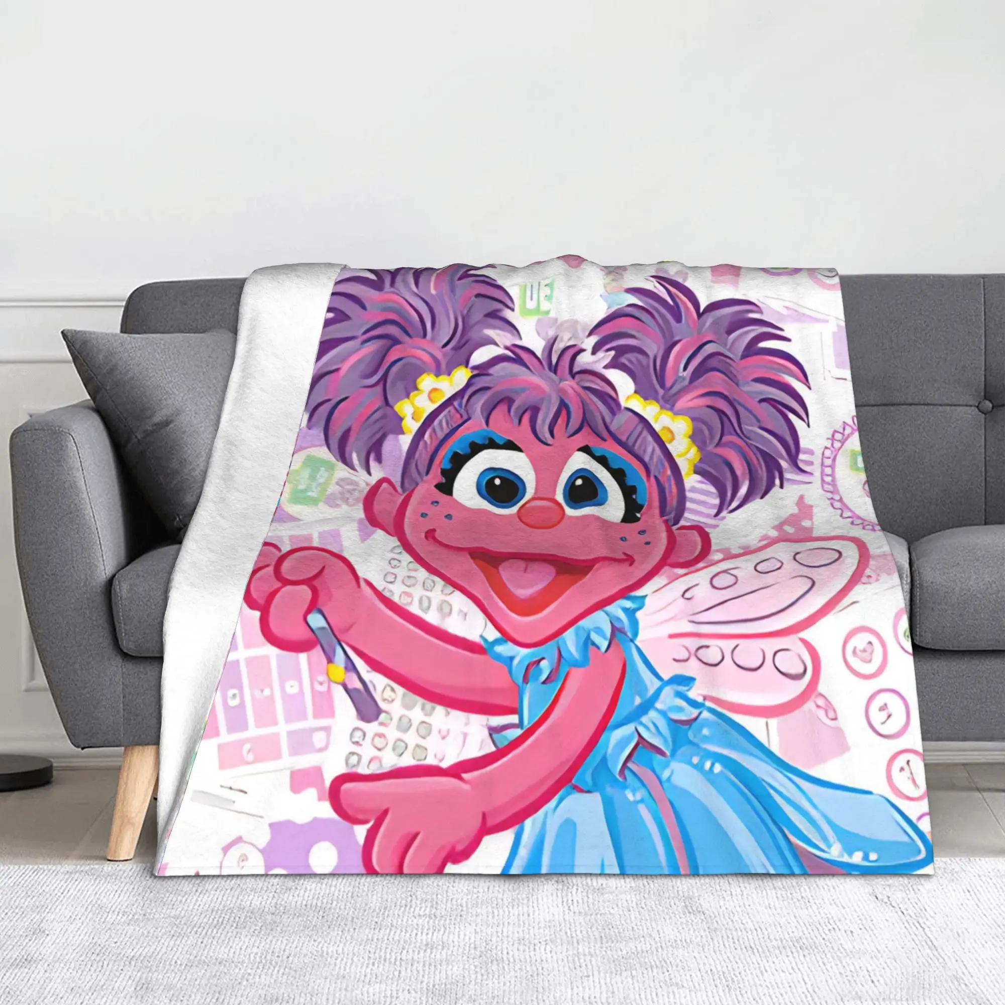 Manta de dibujos animados de Barrio Sésamo, forro polar Coral de felpa, Primavera/otoño, Abby Cadabby, mantas transpirables para cama, dormitorio, alfombra