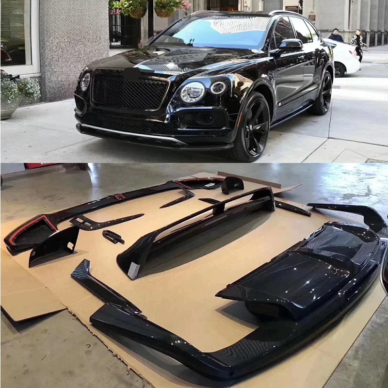 

Carbon Fiber Frp V8 to W12 Car Body Kit Front Bumper Lip Rear Bumper Diffuser Rear Spoiler Mirror Cover for Bentayga