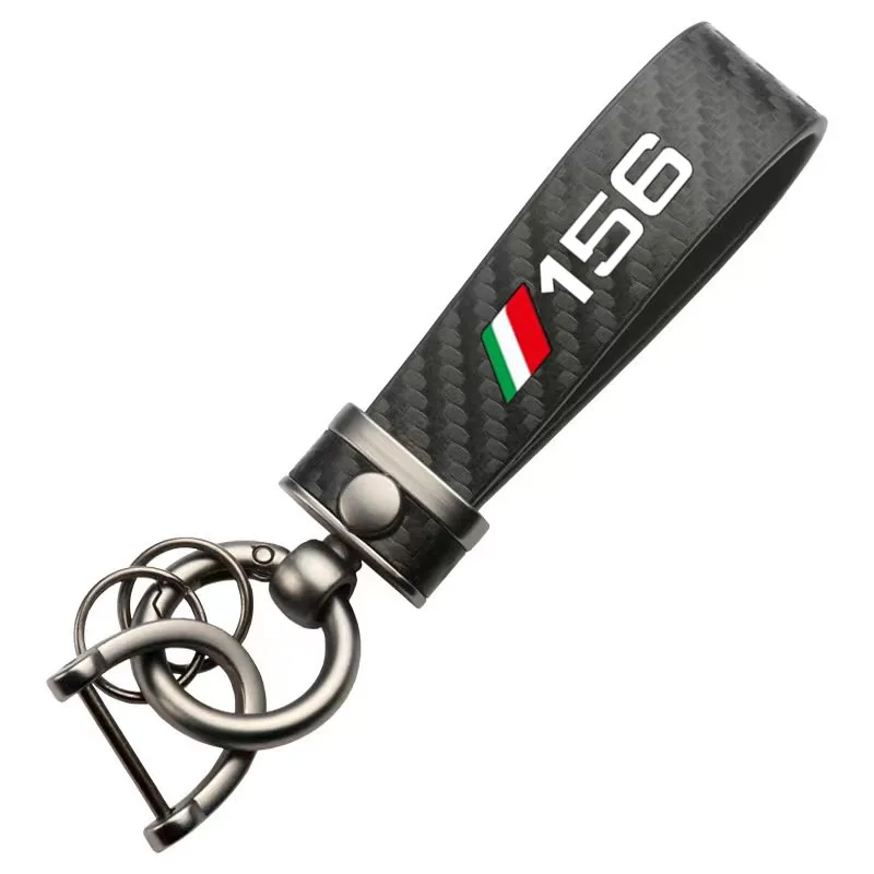 Car carbon fiber keychain leather metal pattern For Alfa Romeo 156 159 1998 2001 2002 2003 2004 2005 2006-2022 Car Accessories