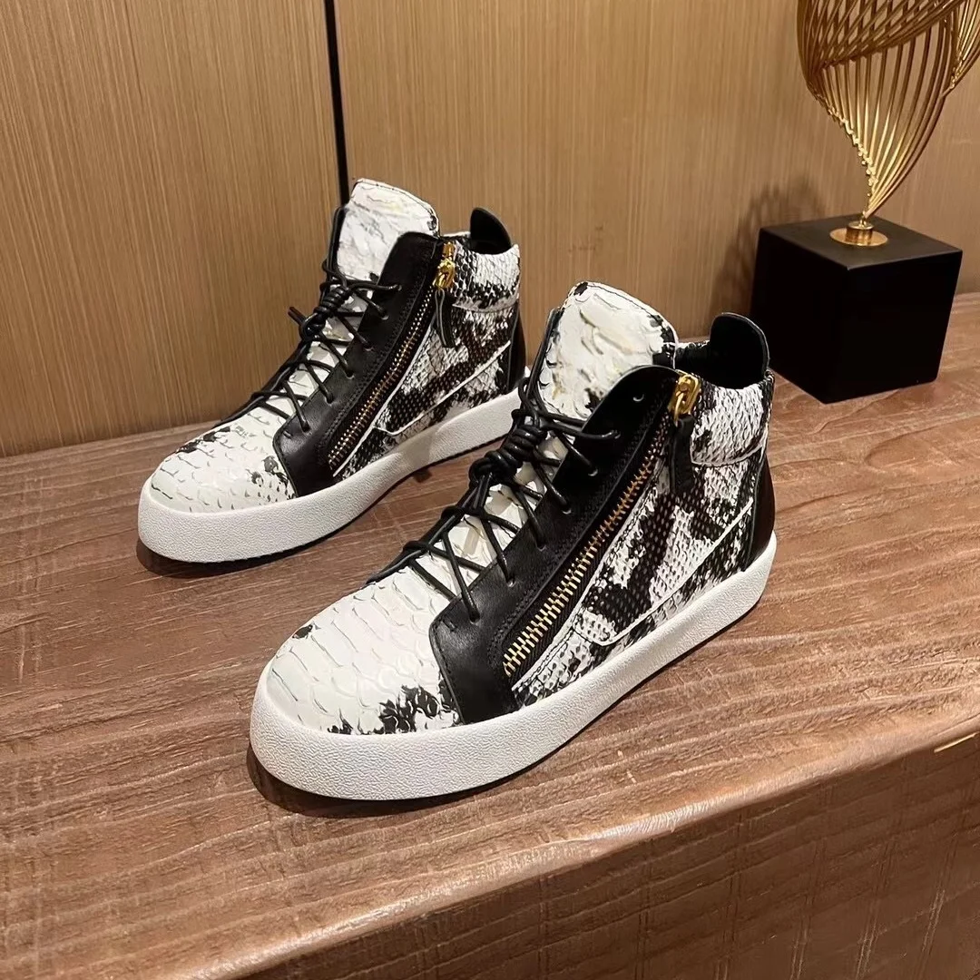 

Top Hight Quality Casual Sneakers For Men and Women Real Leather Brand Designer Unisex Tennis Shoes GZ Zipper Loafer Shoes G0072