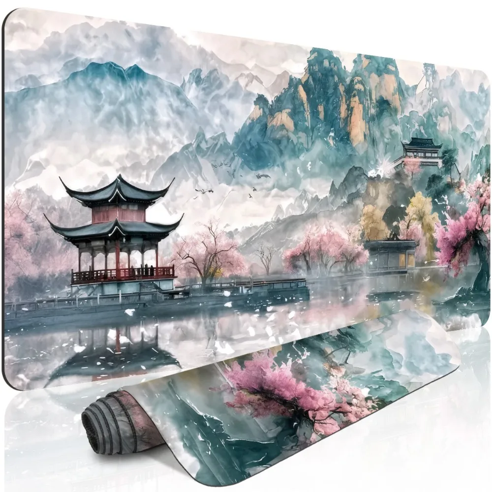 Game keyboard and mouse pad compatible with PC/laptop. Anti-slip base, high-resolution printing desk accessories