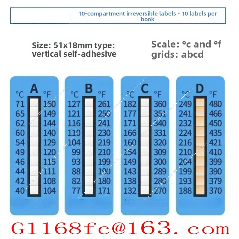 Eight Grid and Ten Grid Hot Test Strips, Temperature Test Strips (irreversible Labels -10 Stickers Per Piece)