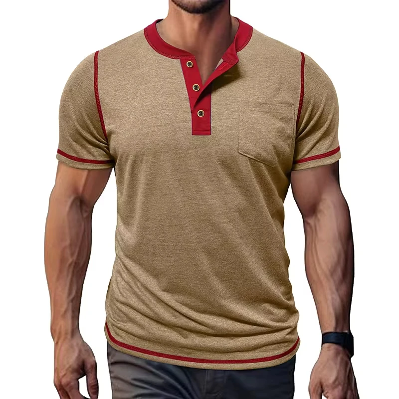 2025 Summer New Fashion American Men's Casual Trendy Color-coded O-neck Short Sleeve Slim T-shirts Male Undershirts Clothes Tops