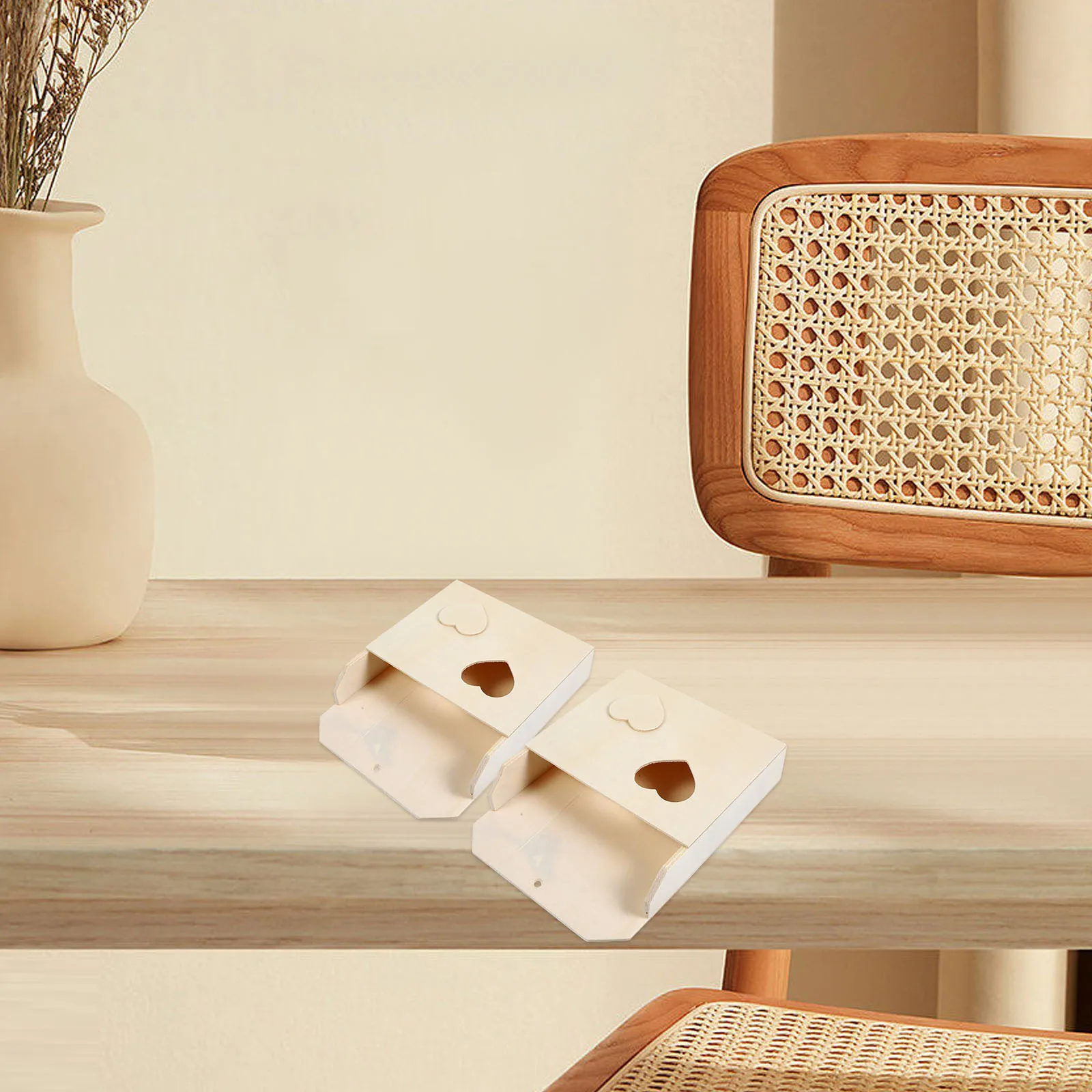 

2Pcs Heart Pattern DIY Wooden Envelope Box Blank Stationery Organizer Educational Color in Box Educational