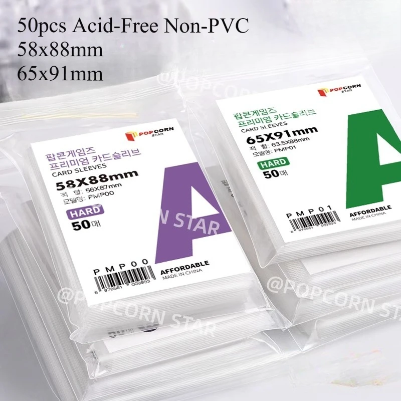 

50pcs Pack Card Film Sleeves Korean Clear Acid-Free Non-PVC 3 Inch Photocard Protector,Photo Album Sheet for Anime Game TCG Card