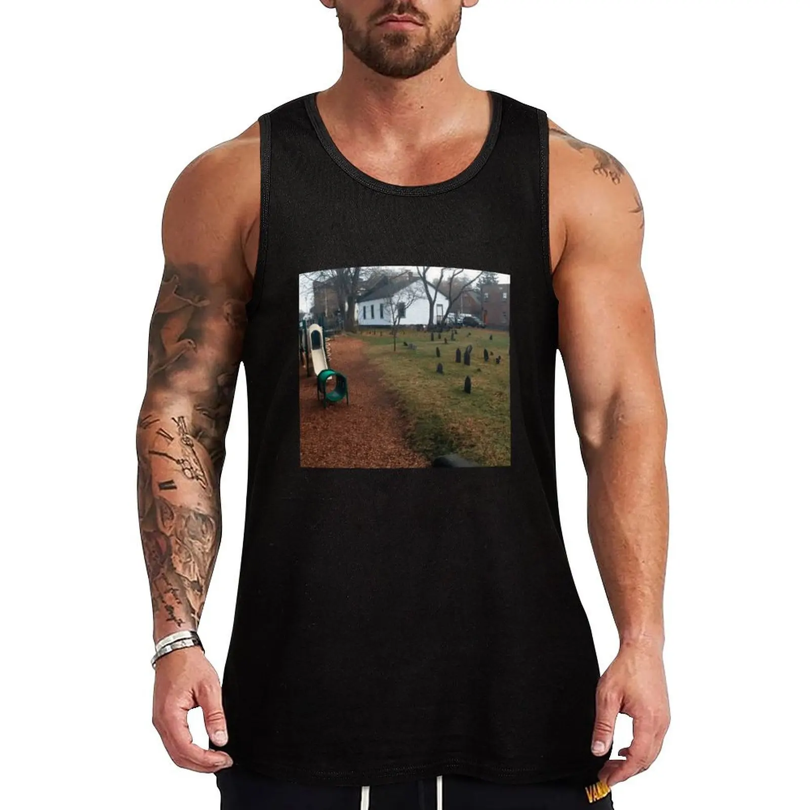 

Kids playground next to graveyard - Cursed Image #0005 Tank Top summer Men's tops Men's t shirt Men's singlets