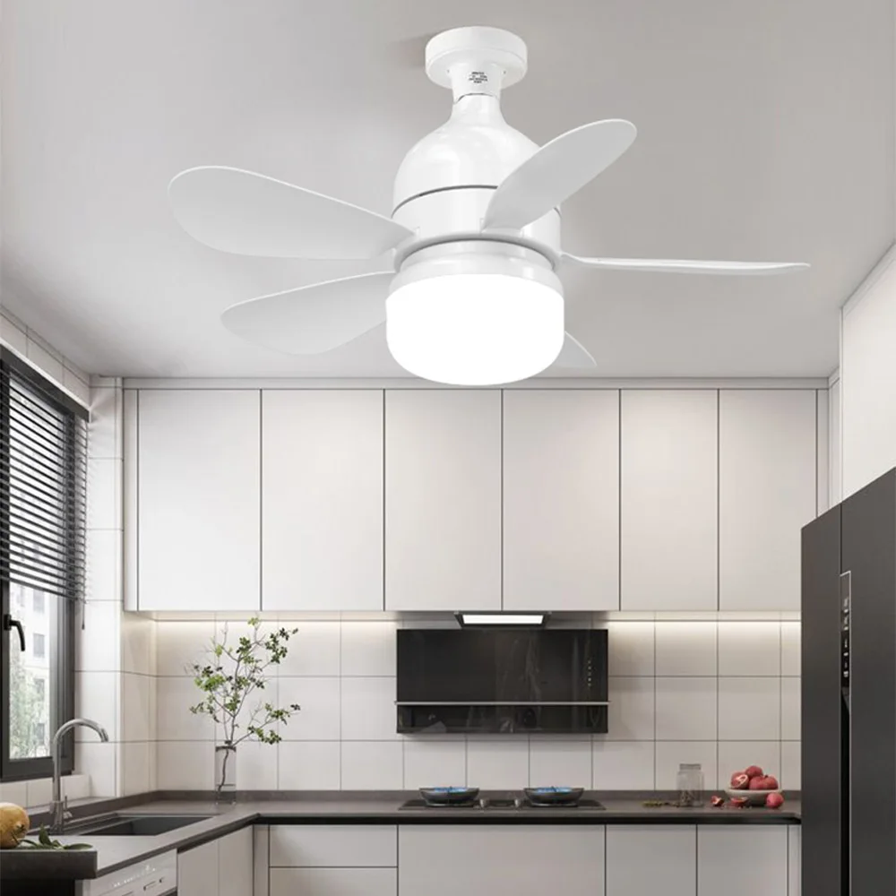 E27 Socket Ceiling Fan Lamp Detachable 5 Blades 3 Speed Adjustable Timing Remote Led Bulb Fan For Living Room Kitchen Study