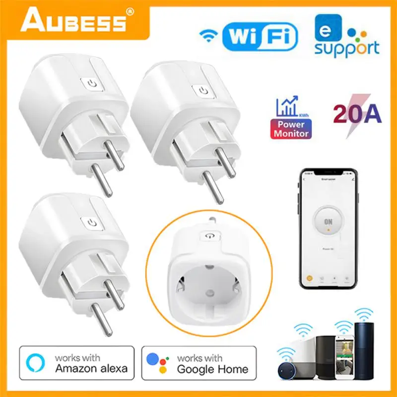 EWelink-enchufe inteligente con WiFi, enchufe de la UE de 20a, función de sincronización de monitoreo de energía, Control por voz, funciona con