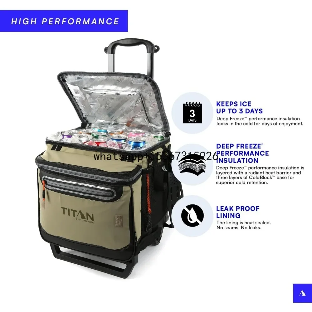 Arctic Zone Titan Deep Freeze 60 (50+10) Can Collapsible Rolling Cooler with Wheels and All-Terrain Cart