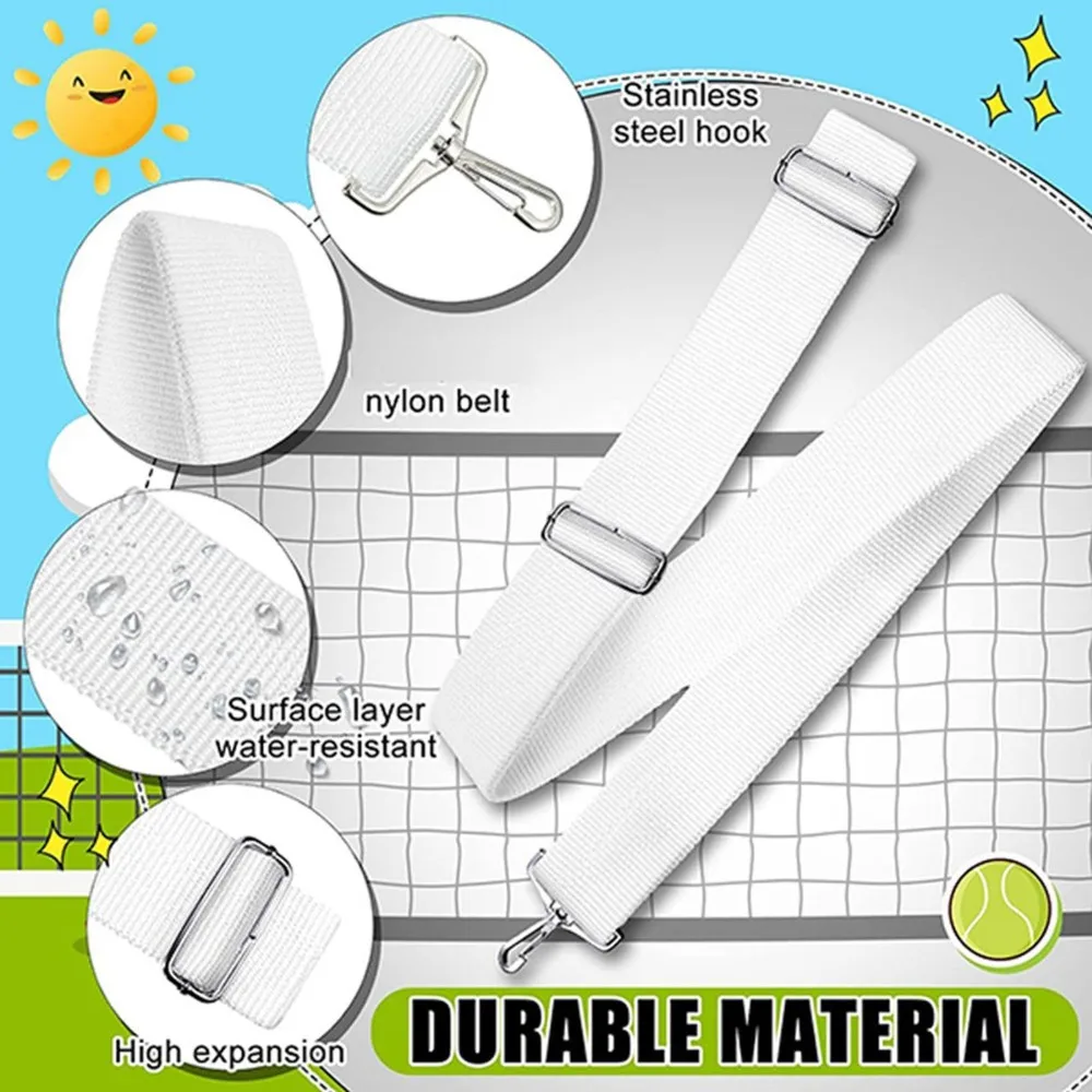 ABVL-2 Pcs Adjustable Tennis Net Center Strap Court Webbing Adjustable Height Tennis Net Strap Adjustable Center Strap