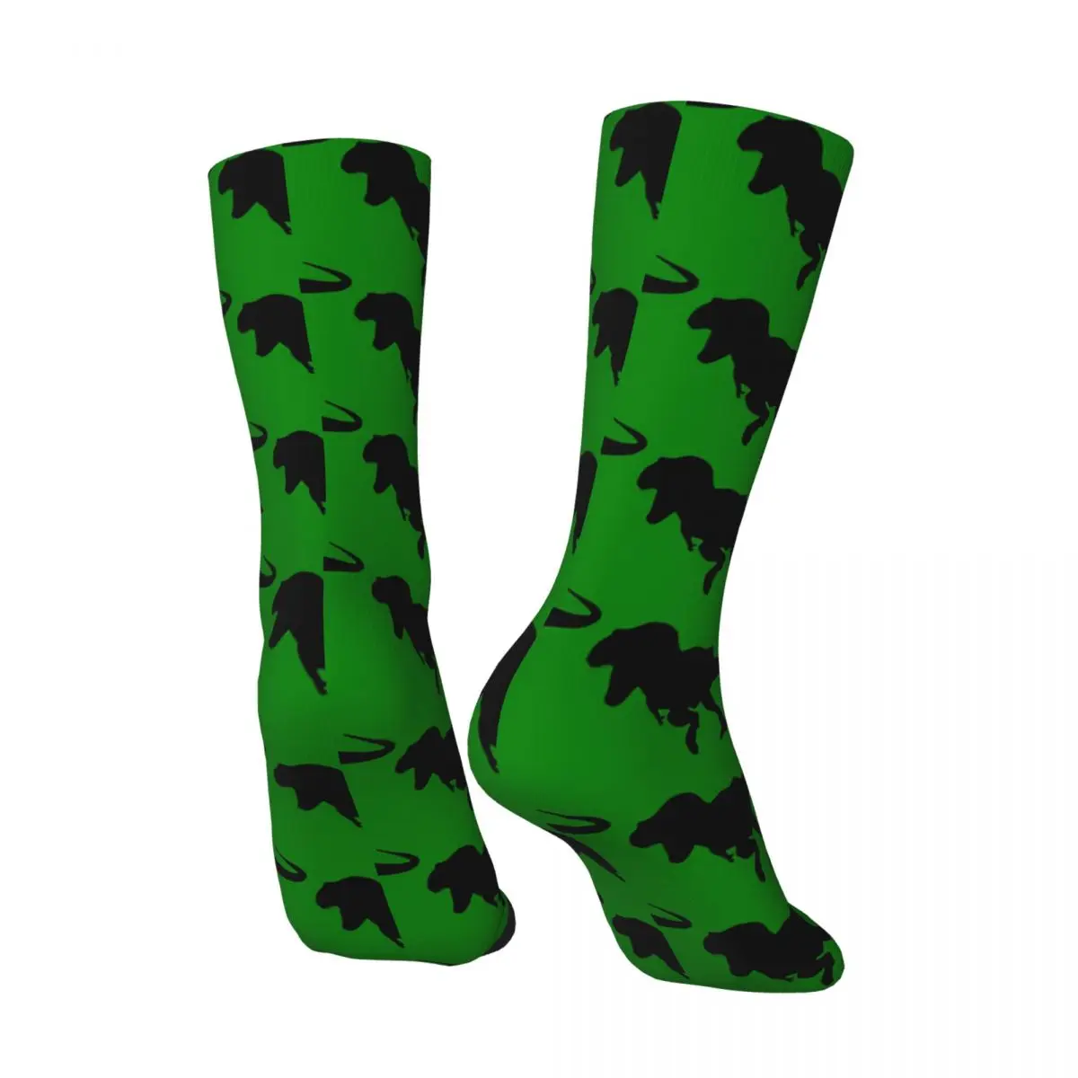 Funny Crazy Sock for Men Green T-Rex Hip Hop Harajuku Dinosaurs Seamless Pattern Printed Boys Crew Sock Novelty Gift image 3