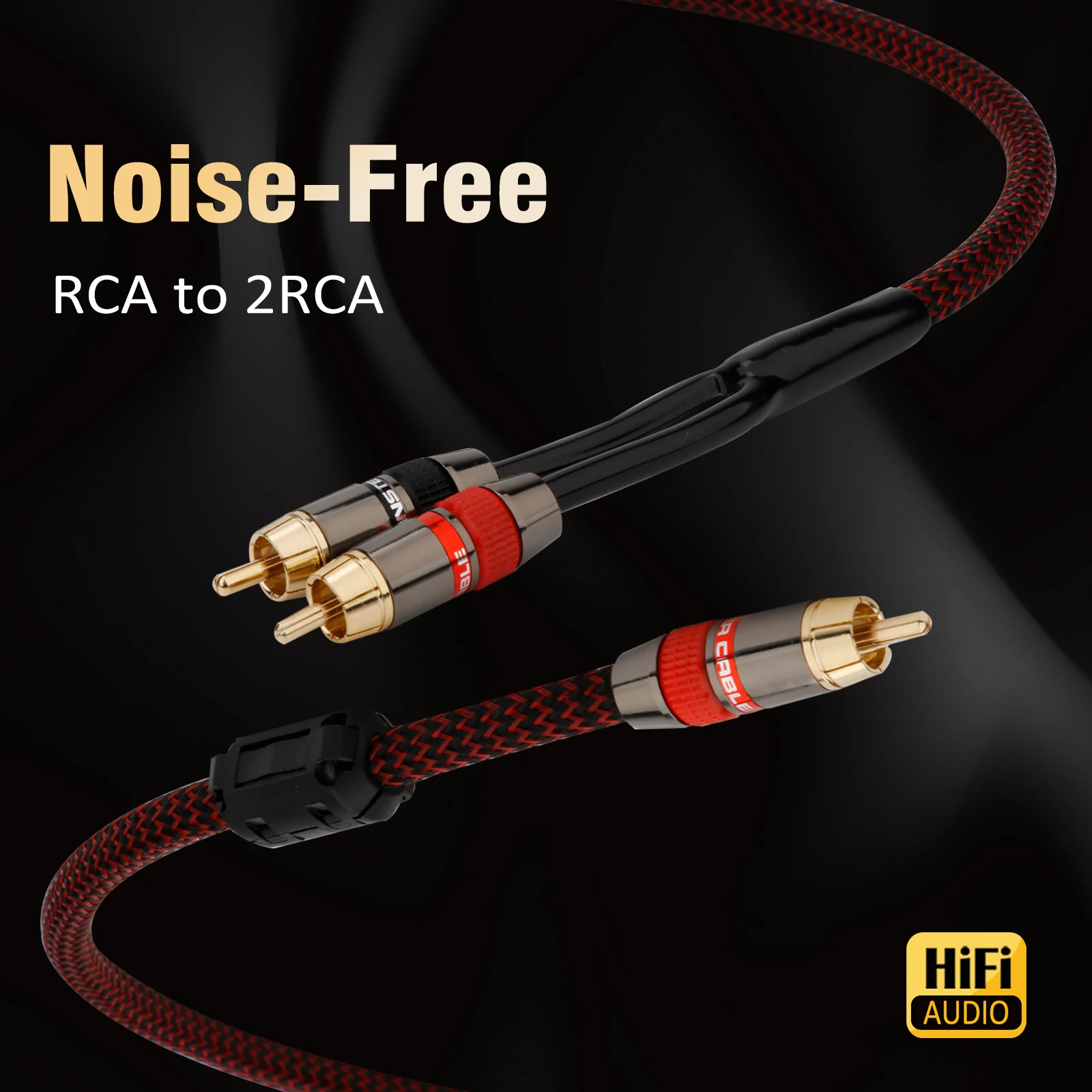 ไฮไฟเดี่ยว RCA ถึง Dual 2RCA ซับวูฟเฟอร์สาย One Sub-2 Splitter สําหรับเครื่องขยายเสียงโฮมเธียเตอร์สาย RCA