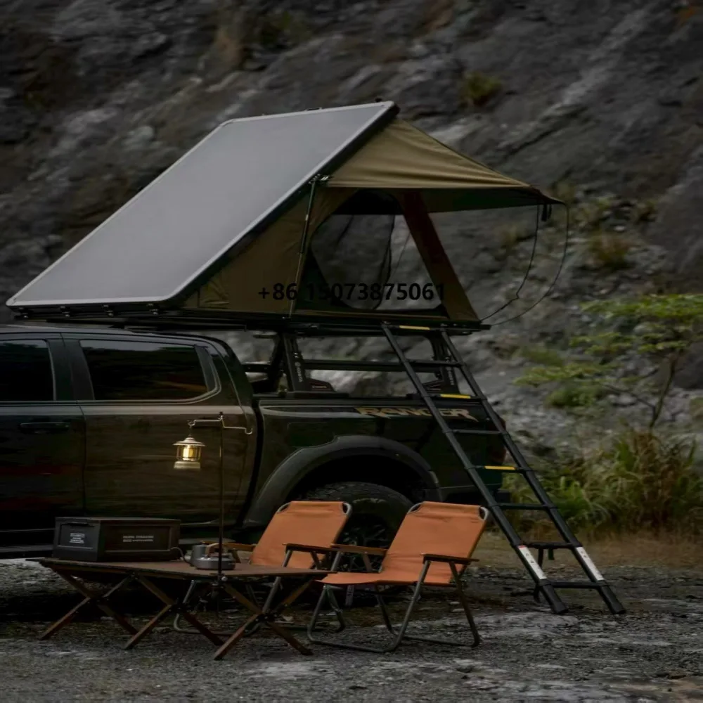 270 Degree Free Standing Roof Top Tent with LED Light Aluminum Poles Four-season Automatic Waterproof for 4x4 SUV Camping