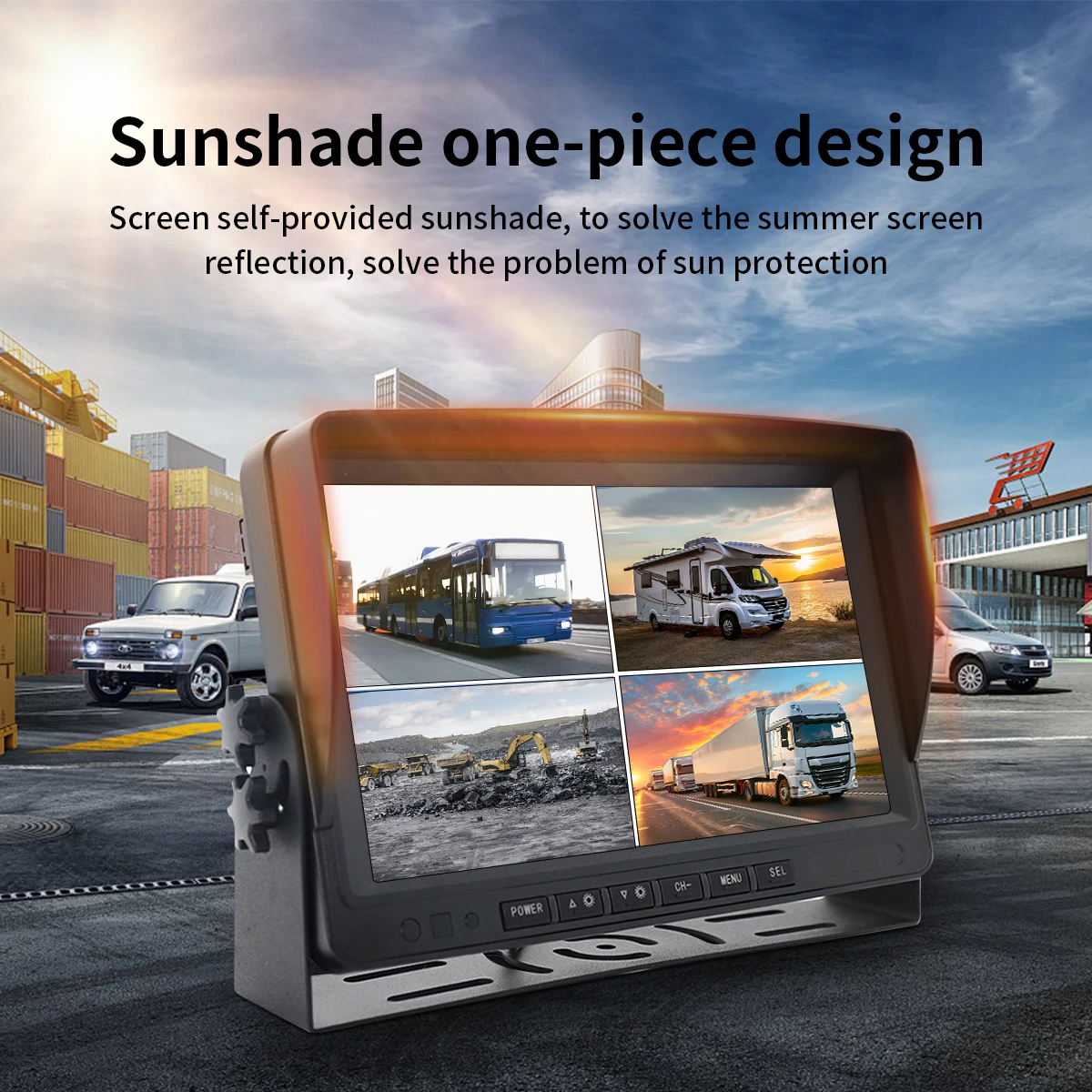 Car Monitor 7/9/10 Inch Tft Lcd Screen Ahd Reverse Camera for Truck Bus Heavy Duty Equipment Excavator Road Roller