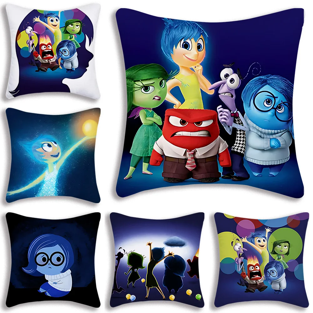 

Kawaii Inside Out Cartoon Pillow Covers Cartoon Sofa Decorative Home Double-sided Printing Short Plush Cute Cushion Cover