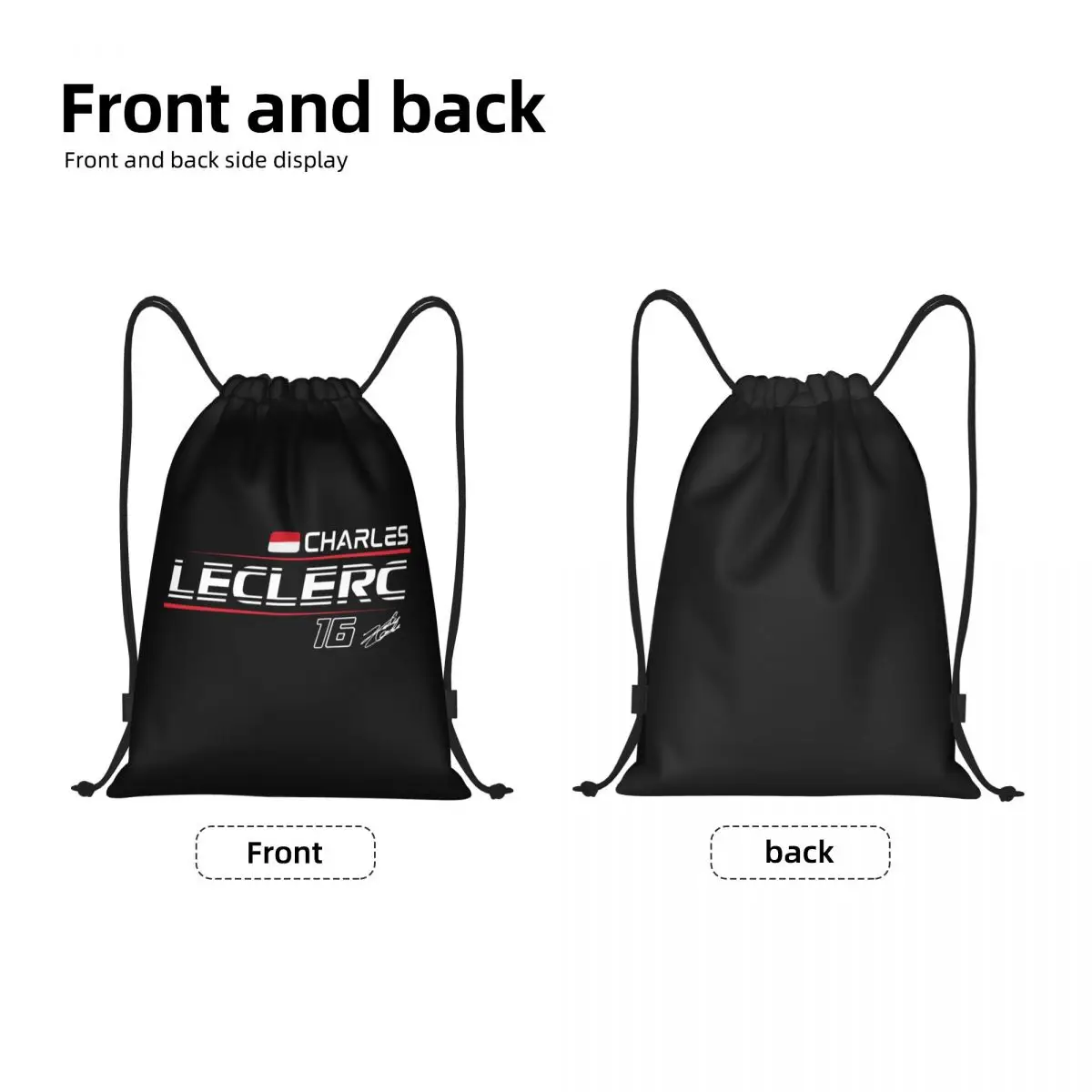 Benutzer definierte Charles Leclerc 16 Sportwagen Rennen Kordel zug Tasche zum Einkaufen Yoga Rucksäcke Frauen Männer Sport Gym Sackpack