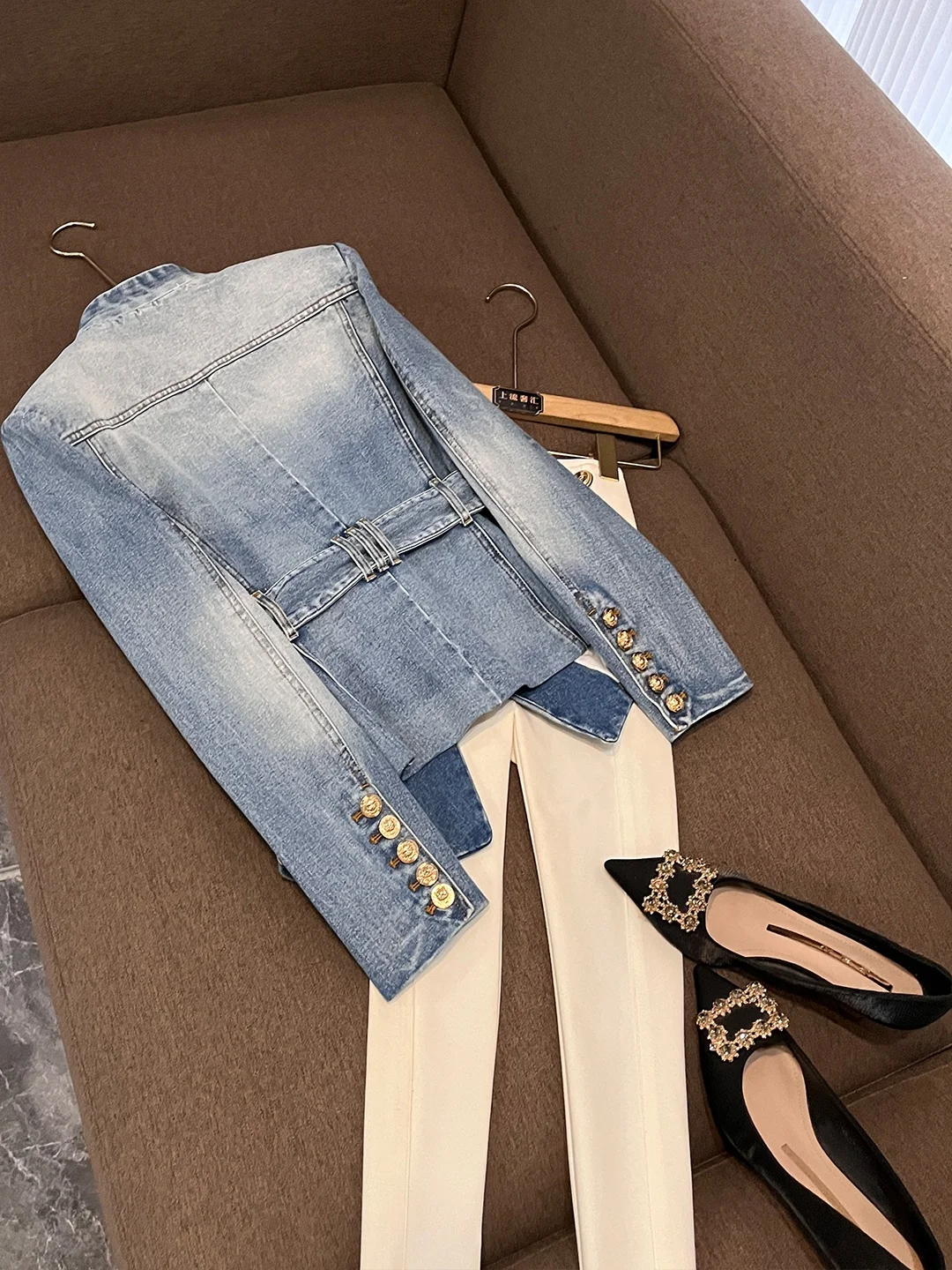 سليم صالح Waed الدنيم Jaet مربوط صدرية Sle المرأة Busin دعوى ملابس خارجية أوائل الشتاء جديد Faion AK50