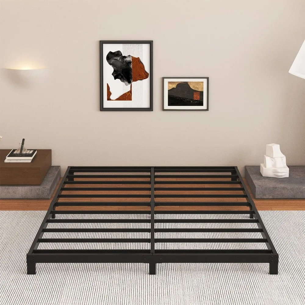 Metal Bed Frame para Fundação Colchão, Full Heavy Duty, aço ripa, nenhuma mola de caixa necessária, fácil montagem, plataforma