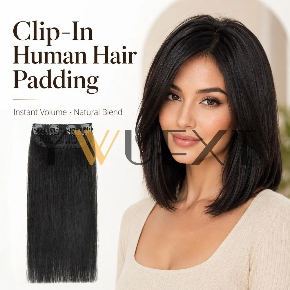 Mini Clip‑In One Piece Hair Pad, Real Remy Human Hair Clip‑in Hair Extensions, Short Straight 10‑30cm Salon Quality Hairpiece, Add Hair Volume, Multiple Colors Available for Women, Black Friday & Double Eleven Deals