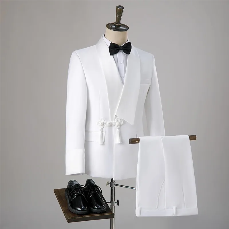 Trajes de graduación negros de rana Retro personalizados para hombres, esmoquin de moda para fiesta de novio Formal de boda, trajes de baile para