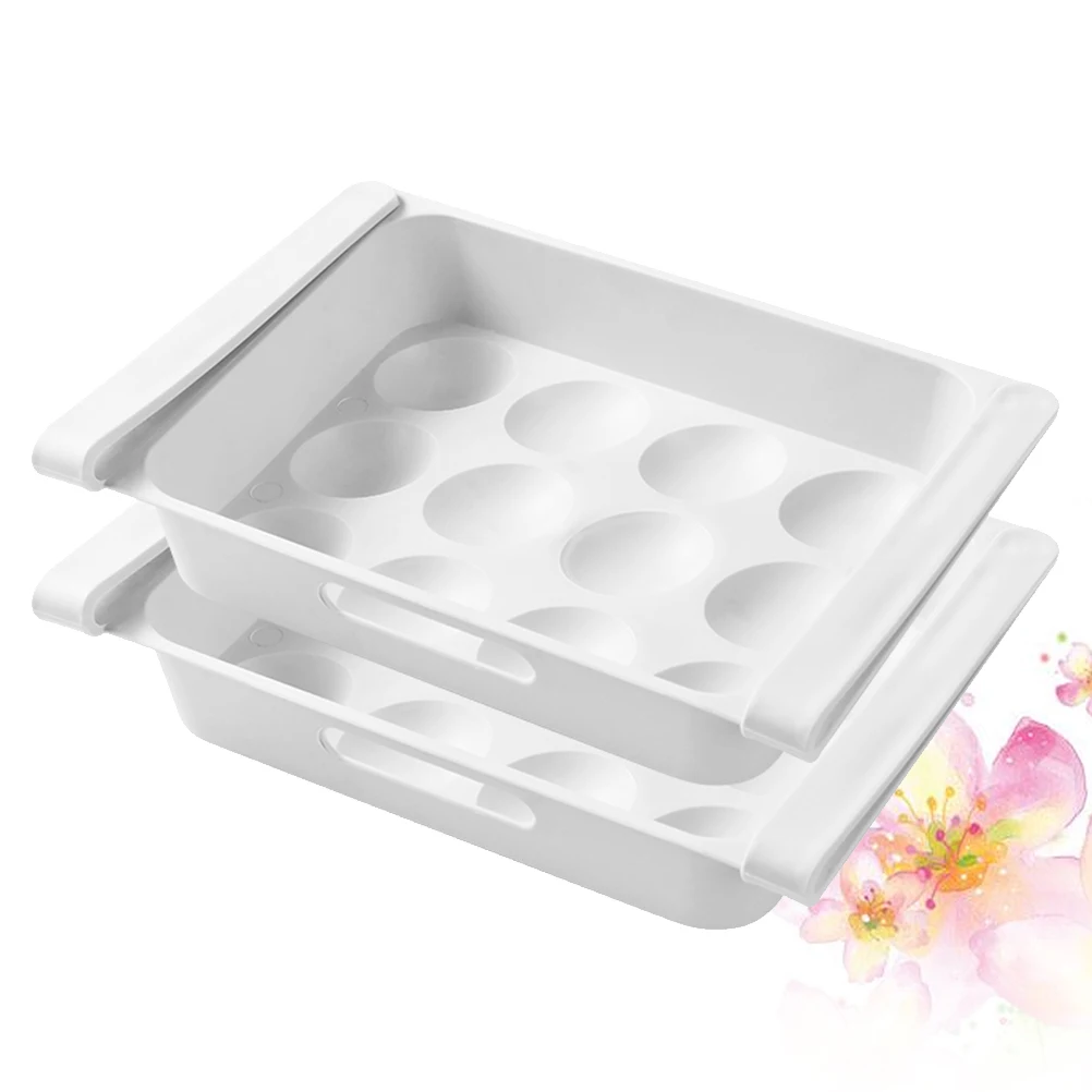 

2Pcs Draw Storage Box Fridge ganizer Egg Fruit Holder Space Saver Clean Tidy Home Use Plastic Storage Box Plastic