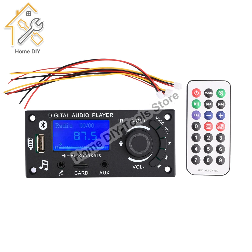 DC 12V Bluetooth 5.0 MP3 Decoder Board LCD Amplifier Wireless Car Music Mp3 Player Handsfree Call Recording Module FM Radio