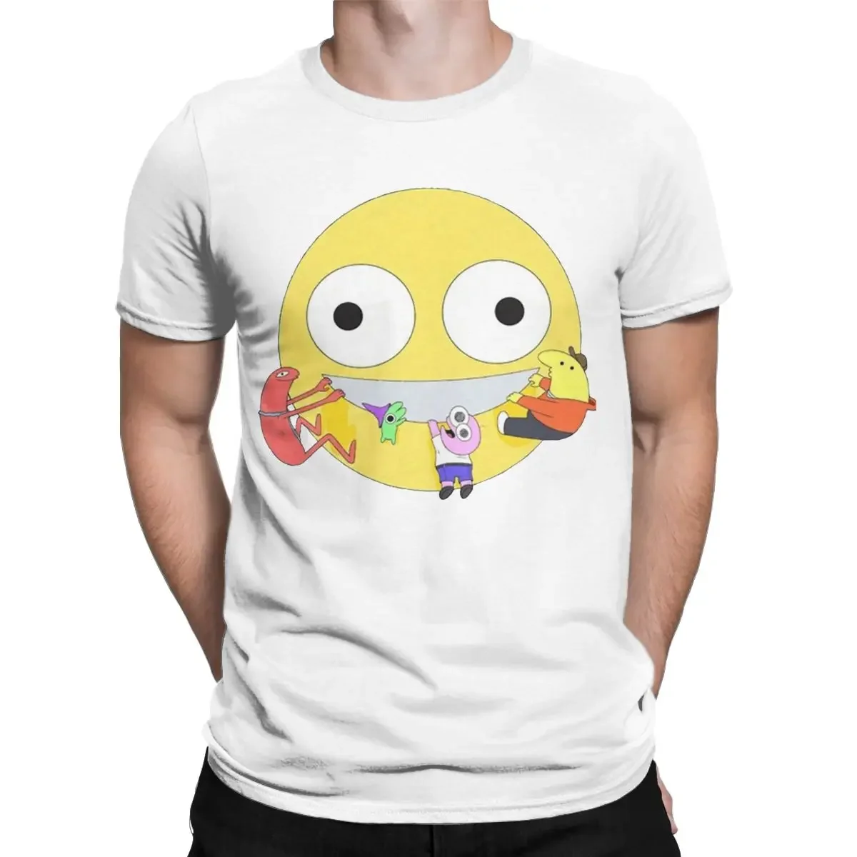 Funny Smiling Friends Cartoon T Shirts Merch Men Women's Cotton Leisure Adult Black Comedy Tee Shirt Short Sleeve Clothes Unique