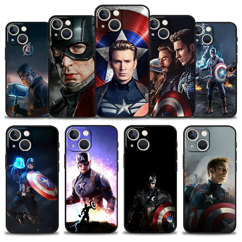 Phone Case For iPhone 15 14 13 11 12 Pro Max XR X 8 7 Plus XS 13mini Cover Silicon Bumper Marvel Captain America Steve Rogers