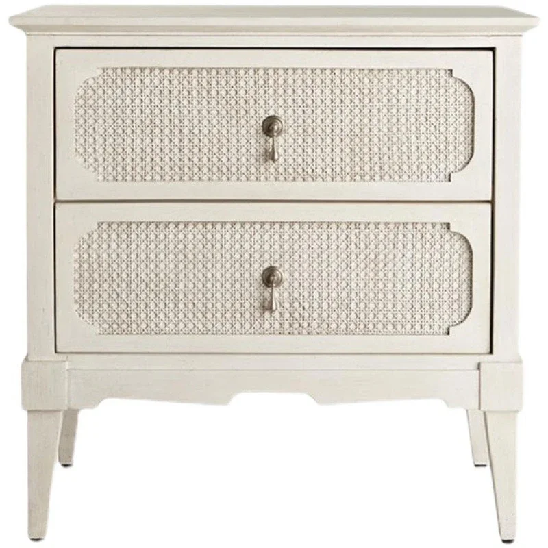 

American bedside table solid wood simple modern household bedroom small apartment solid wood storage locker fully equipped rattn