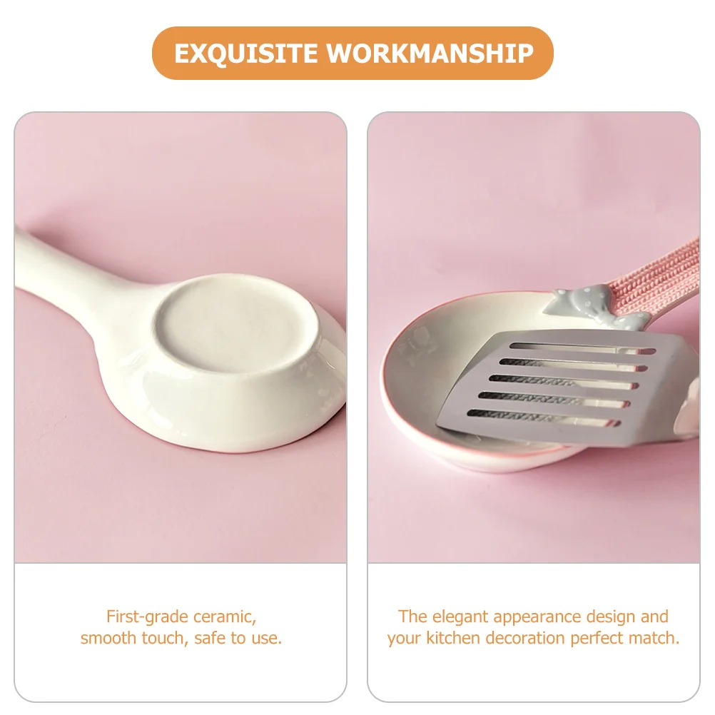 

Ceramic Spoon Rest Small Compact Scoop Holder Household Wear-Resistant Spoon Supply Kitchen Use Delicate Scoop Holder