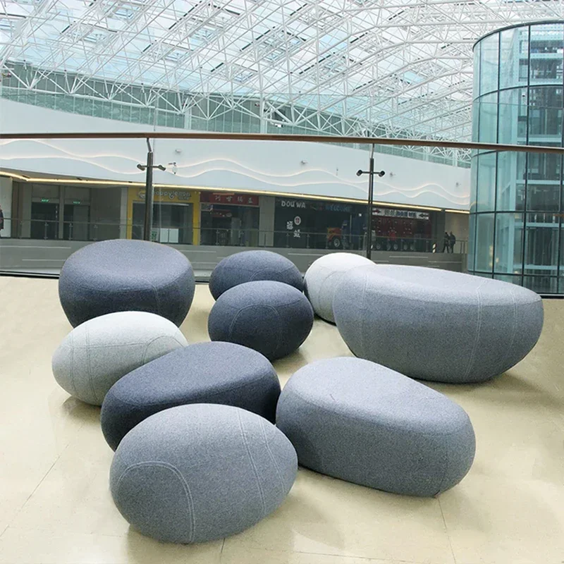 

shopping mall rest area seat opening art gallery soft bag Pebble artificial stone stool