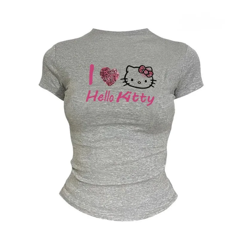 Sanrio Hello Kitty Style américain Y2k épicé fille t-shirts créatif imprimé coupe ajustée Design haut été nouvelle mode polyvalent T-shirt