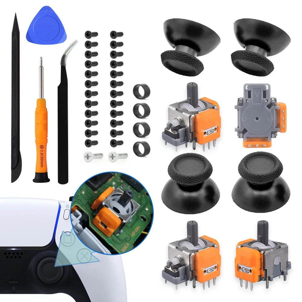 2025 جديد استبدال قاعة تأثير عصا تحكم تناظرية ثلاثية الأبعاد للبلاي ستيشن 5 DualSense PS5 تحكم Thumbstick إصلاح طقم قطع غيار