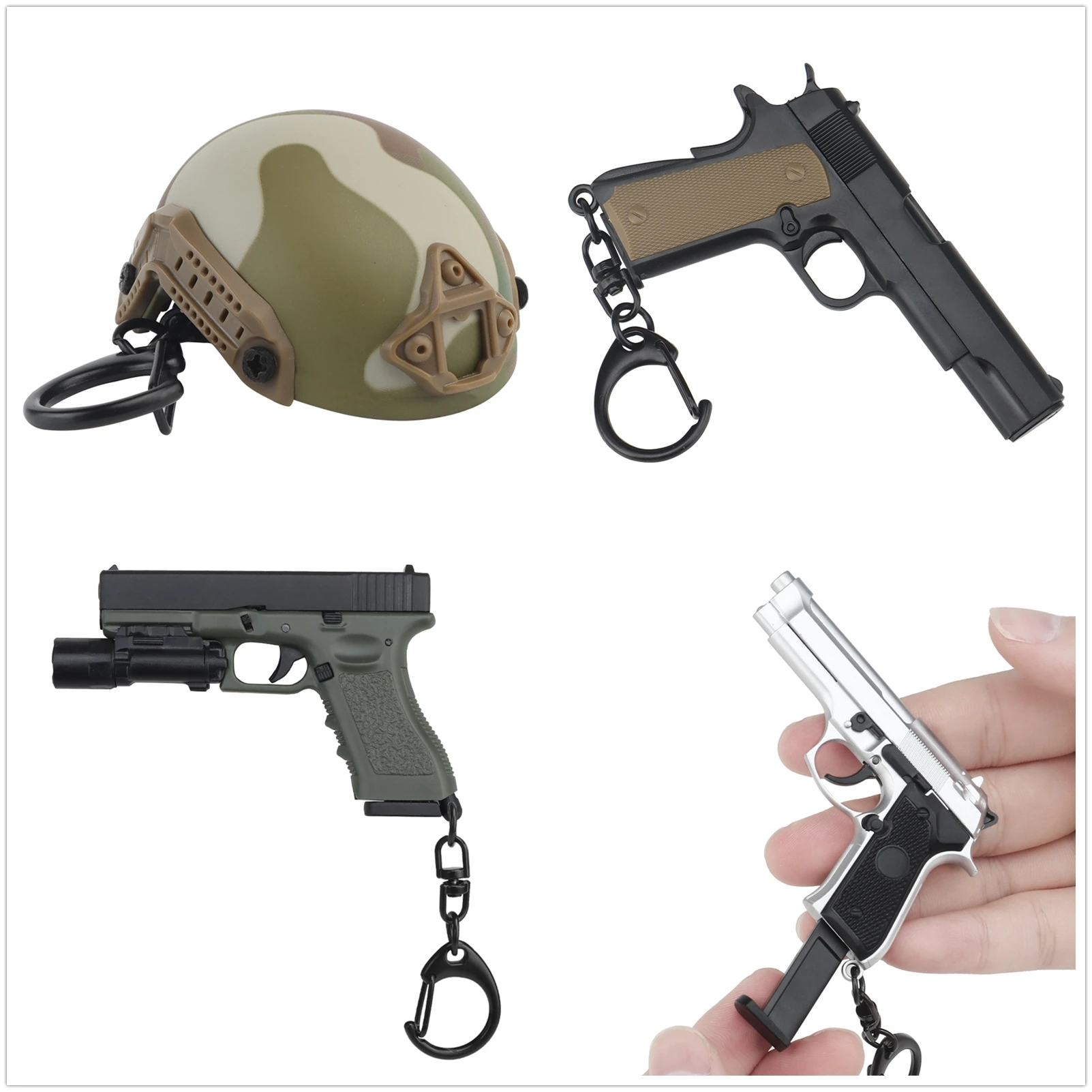 Llavero táctico mini de pistolas G17 1911 M92 multicolor - imagen 4