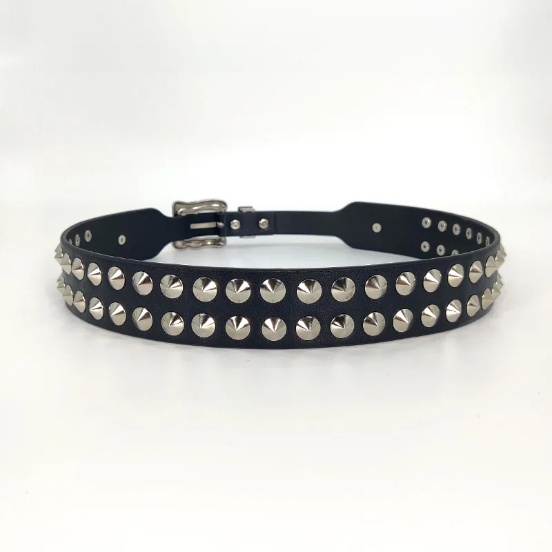 Unisex Cross Jeans Belt FeMale Gothic Accessory Punk Y2k Designer Belts For Women Hip Hop Plus Size Rivet Black Men's Belt Male