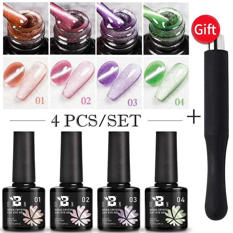 

BOZLIN Crystal Magnetic Cat Eye Nail Gel Polish Kit Jelly Snowflake Cat Nails Art Gels Summer Colorful Varnish Lacquer Set