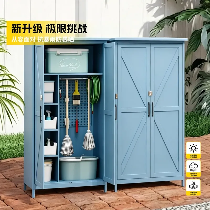 Outdoor Storage Cabinet M Shaped Rain Sun Protection Courtyard Garden Tool Cabinet Floor to Ceiling Kindergarten Utility
