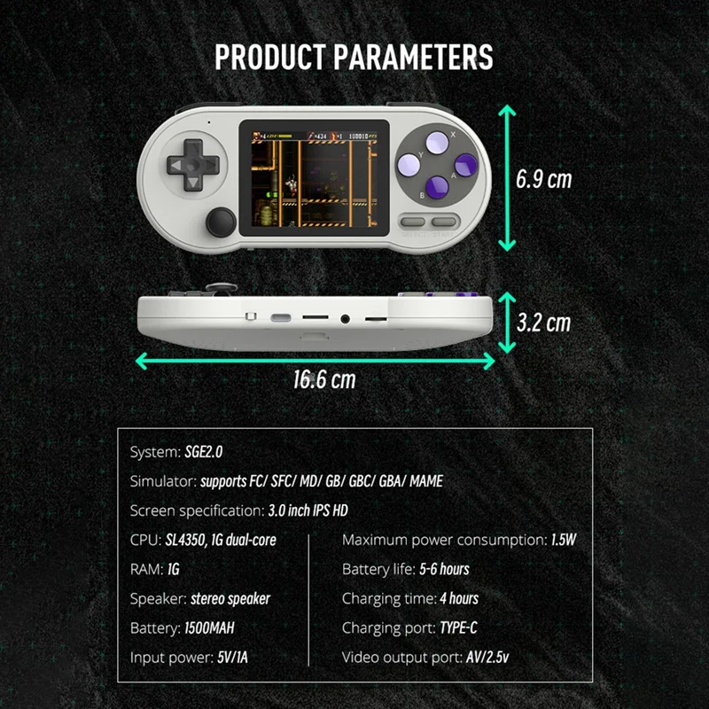 1Set SF2000 Handheld Game Console+Handle Built-In 6000 Games Classic Support AV Output