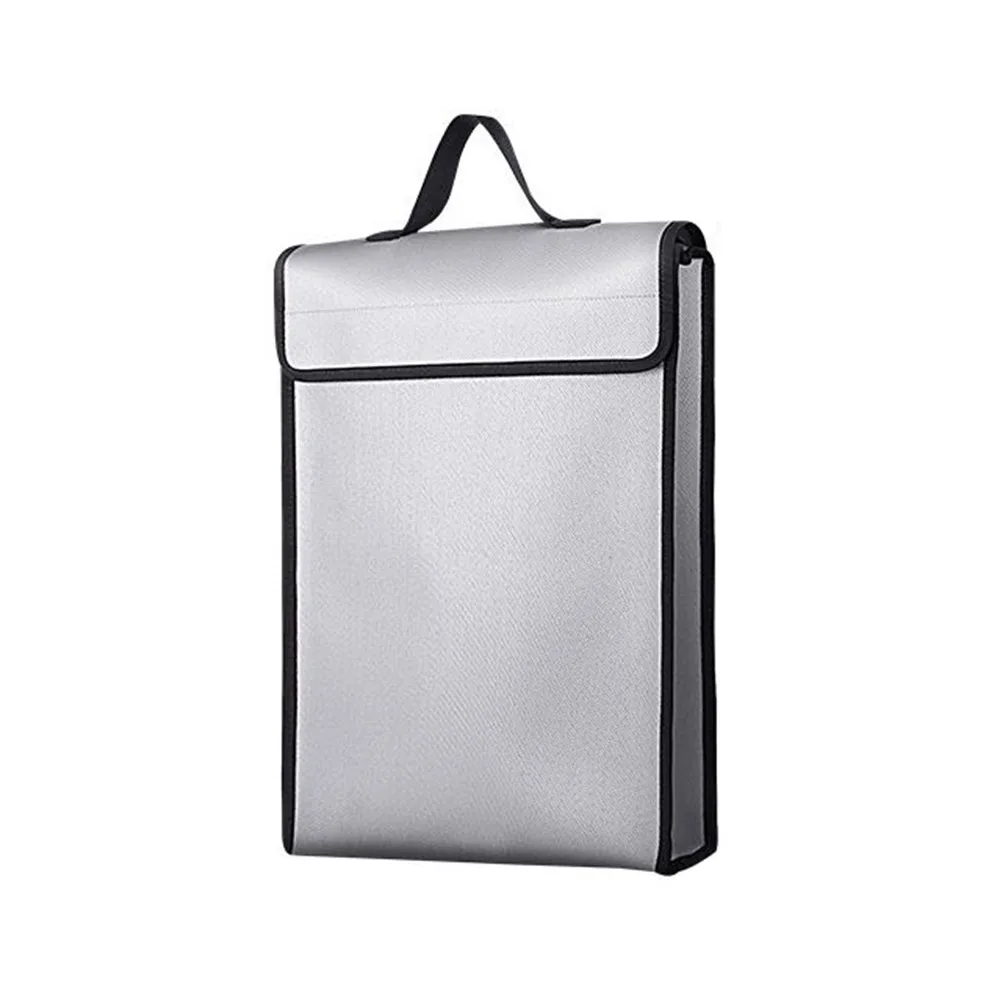 Zipper Closure Fireproof Document Bag Waterproof Double Layer Cash Safe Storage Pouch Signal Blocker Heat-resistant