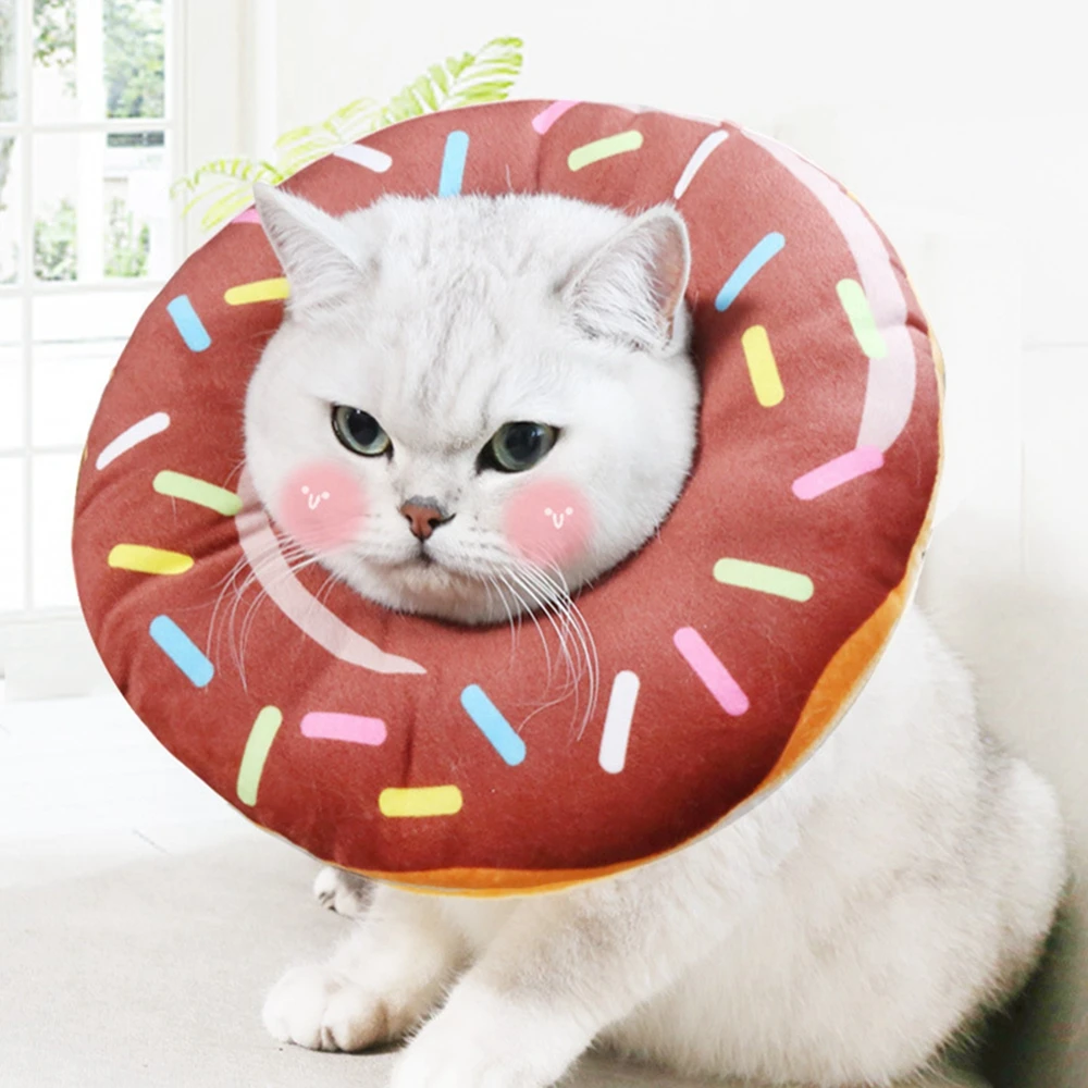 Pet Dog Cat Collar Adjustable E-Collar Wound Healing Soft Cone Cute Cone Anti Bite Scratch doughnut Circle Pet Protection Collar