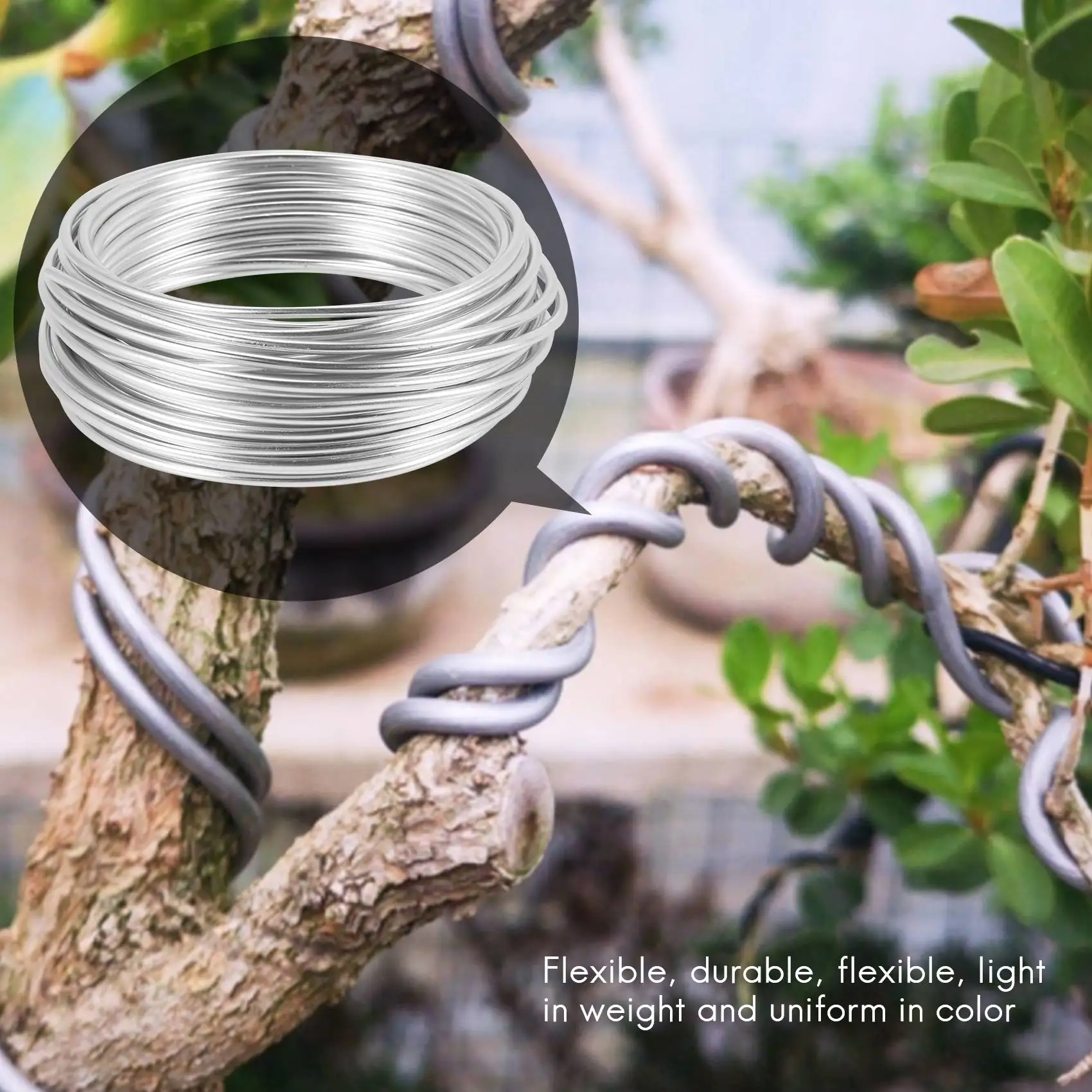 Filo di alluminio da 3 mm Filo d'argento artigianale da 10 m per la creazione di gioielli, modellazione di argilla, bonsai e modelli