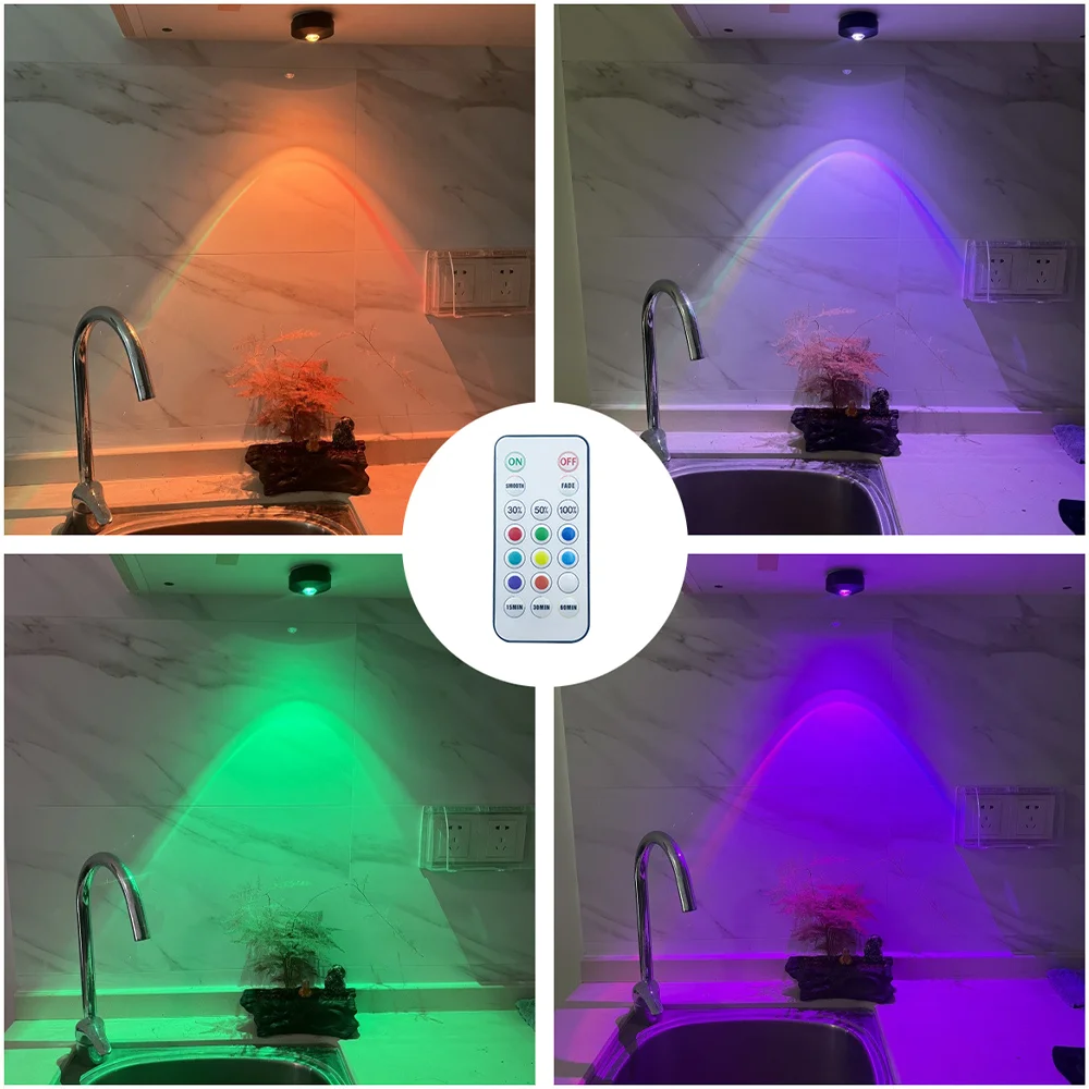 Creative RGB Wall Lights Colourful Wine Cabinet Light USB Rechargeable Cabinet Light Remote Control Night Light Ambient Light