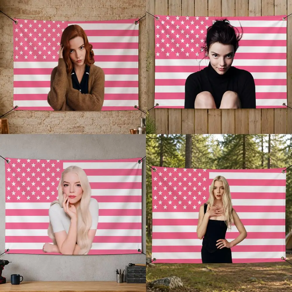 Celebrity Awarded Cinema Fashion Star A-Anya Taylor-Joy Flags Flag Banner for Bedroom Dorm Party Home Living Room Game Room Gift