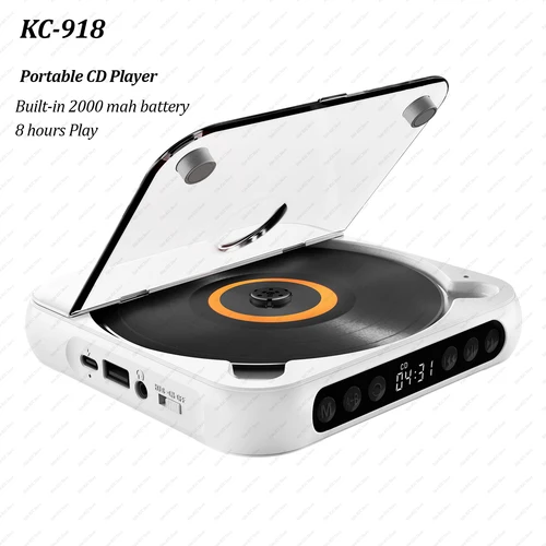 Reproductor de CD de KC-918, reproductor de música portátil con Bluetooth, cubierta a prueba de polvo, 6 modos, temporizador de repetición A-B con Control remoto