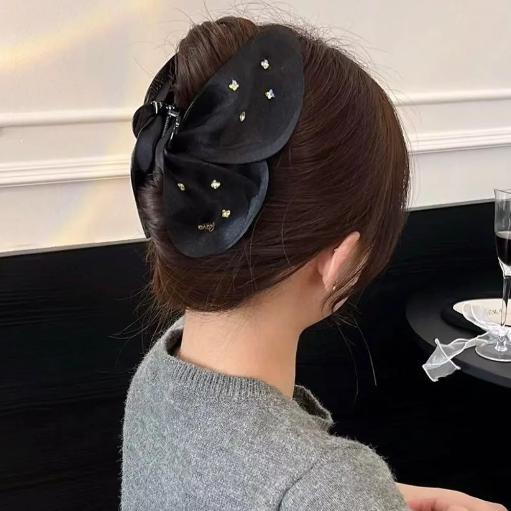 

Cloth Butterfly Petals Hair Claw Korean Style Sweet Rhinestone Mesh Shark Clip Headwear Hair Accessories Women Hairgrips Party